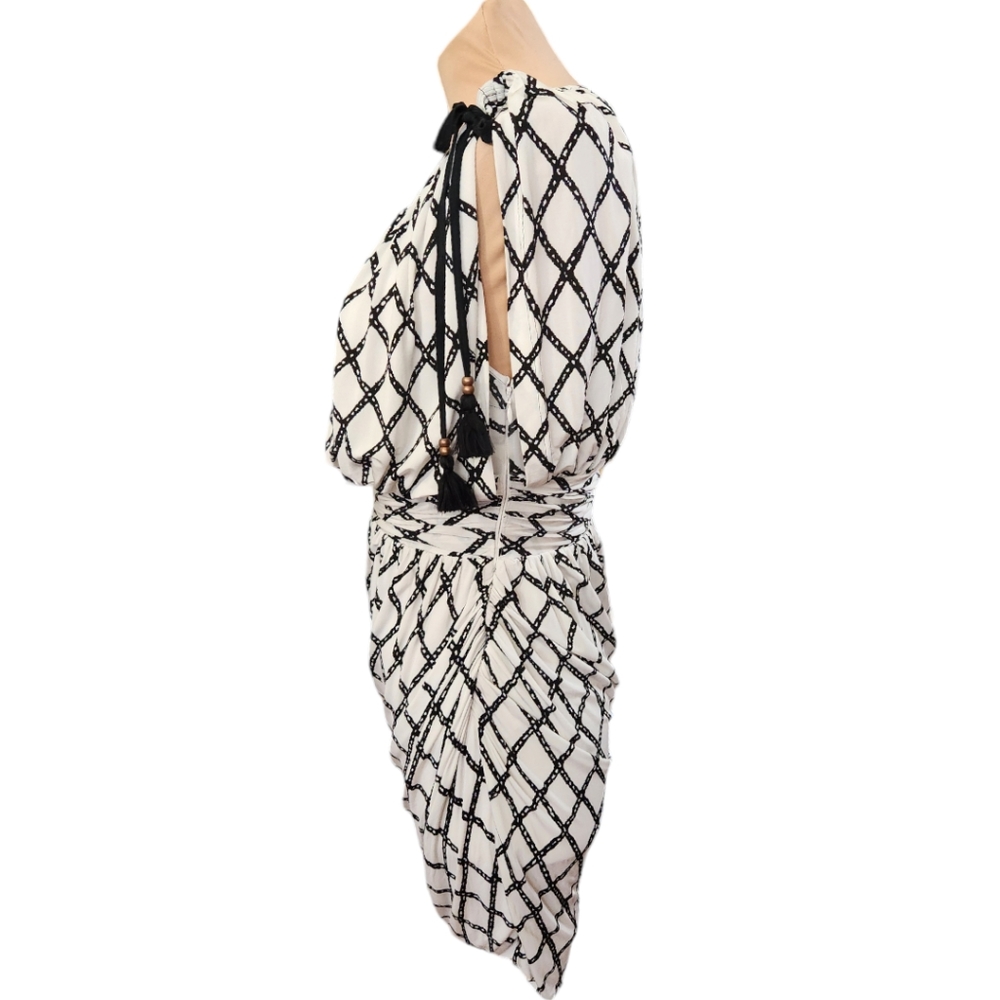 TRACY REESE Black & White Geometric Blouson Mini Dress - Size S - Picture 5 of 11